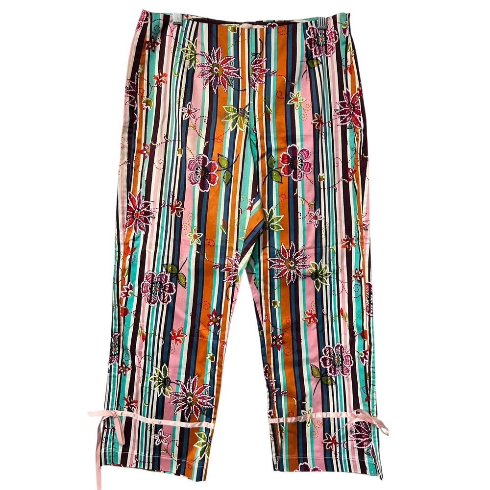 Vtg bentley a. Pants USA Striped Floral Boho Chic 90's Hippie Side Zipper Size 8